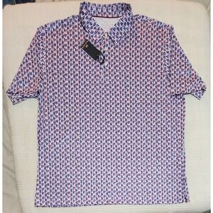 Maelreg Polo Shirt Mens 3XL Black Performance Short Sleeve Geometric Stretch NWT